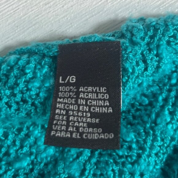 Fever Open Front Cardigan Sweater Womens Large Teal Lightweight Long - Picture 7 of 8